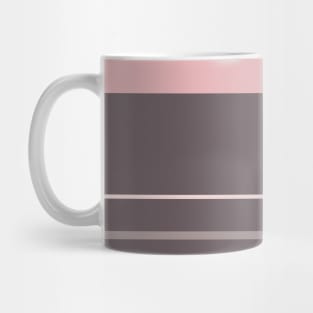 A singular blend of Wenge, Grey, Lotion Pink and Soft Pink stripes. Mug